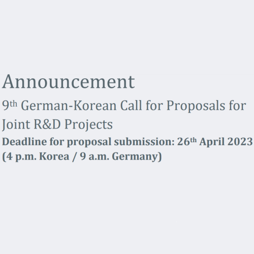 9th German-Korean Call for Proposals for  Joint R&D Projects